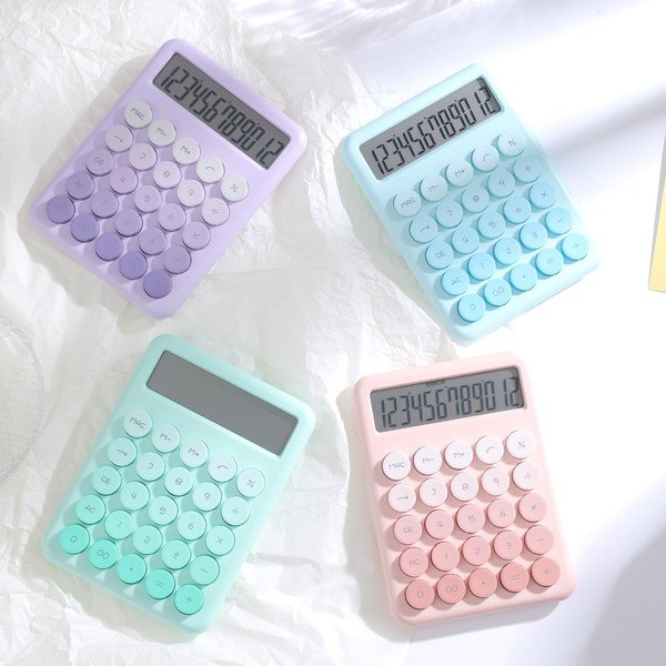 Desktop Calculator – 12 Digit Large LCD Display | বড় রাউন্ড বাটন, কিউট গ্রেডিয়েন্ট কালার | অফিস, স্কুল ও হোম ব্যবহারের জন্য ✨ - Image 4