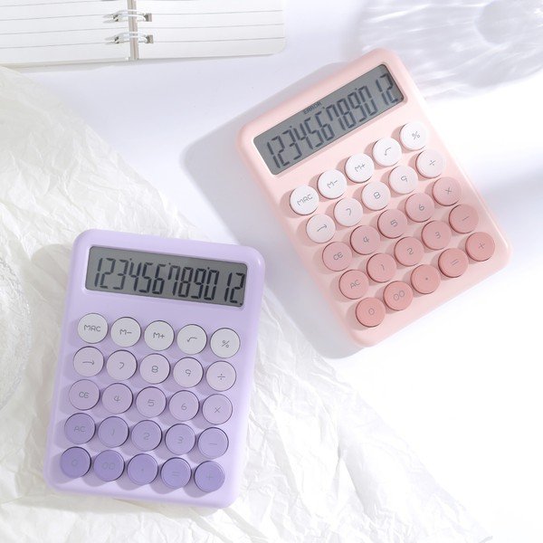 Desktop Calculator – 12 Digit Large LCD Display | বড় রাউন্ড বাটন, কিউট গ্রেডিয়েন্ট কালার | অফিস, স্কুল ও হোম ব্যবহারের জন্য ✨ - Image 3